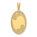 Load image into Gallery viewer, 14k Yellow Gold Oval Floral Pendant Charm Engraved Personalized Monogram
