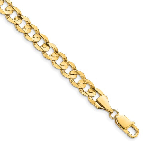 14K Yellow Gold 8.5mm Open Concave Curb Bracelet Anklet Choker Necklace Pendant Chain