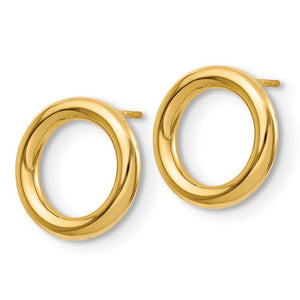 14k Yellow Gold Geo Geometric 14mm Circle Post Earrings OV0732 - BringJoyCollection