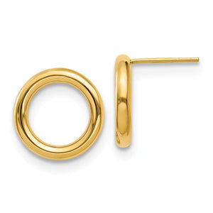 14k Yellow Gold Geo Geometric 14mm Circle Post Earrings OV0732 - BringJoyCollection