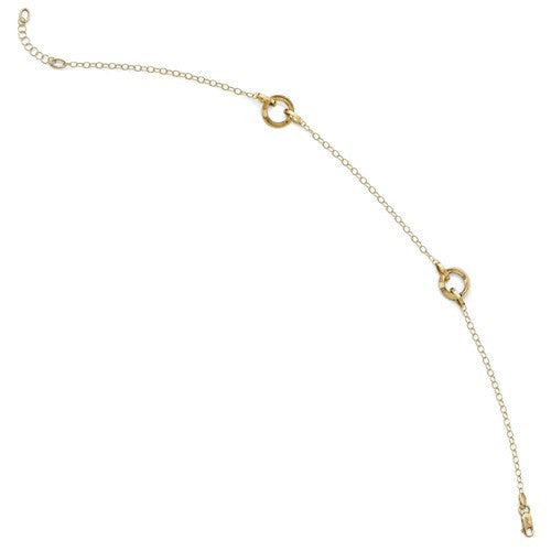 14k Yellow Gold Circles Anklet 10 inches Adjustable - BringJoyCollection