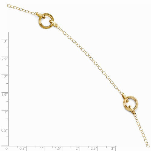 14k yellow gold circles anklet 10 inches adjustable