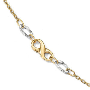 14k Yellow White Gold Two Tone Infinity Anklet 10 inches - BringJoyCollection