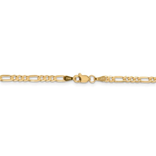 14k yellow gold 3mm concave open figaro bracelet anklet choker necklace chain