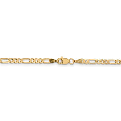 14k yellow gold 3mm concave open figaro bracelet anklet choker necklace chain