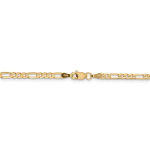 14K Yellow Gold 3mm Concave Open Figaro Bracelet Anklet Choker Necklace Chain