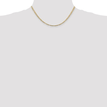 14k yellow gold 3mm concave open figaro bracelet anklet choker necklace chain