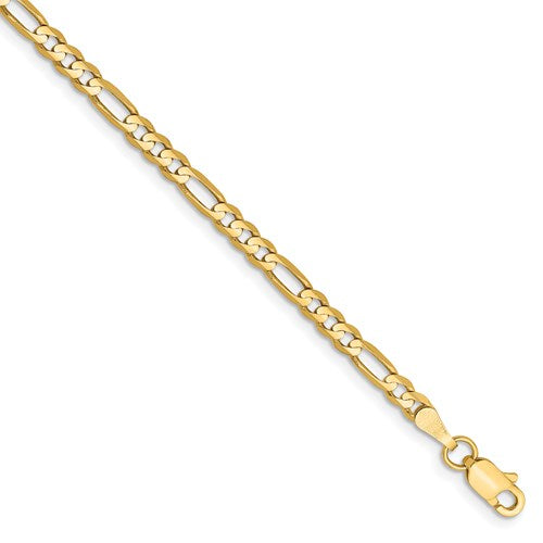 14k yellow gold 3mm concave open figaro bracelet anklet choker necklace chain