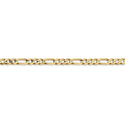 14k yellow gold 4mm concave open figaro bracelet anklet choker necklace chain