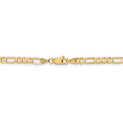 14k yellow gold 4mm concave open figaro bracelet anklet choker necklace chain