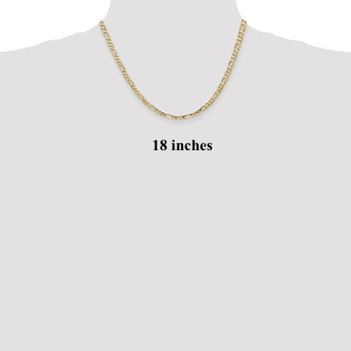 14k yellow gold 4mm concave open figaro bracelet anklet choker necklace chain