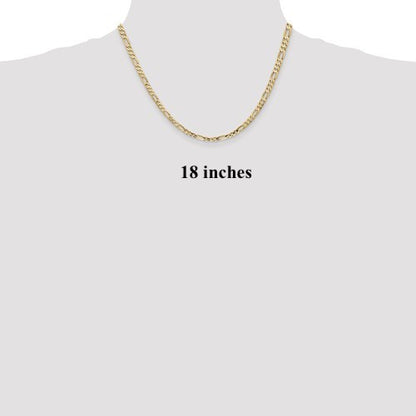 14k yellow gold 4mm concave open figaro bracelet anklet choker necklace chain