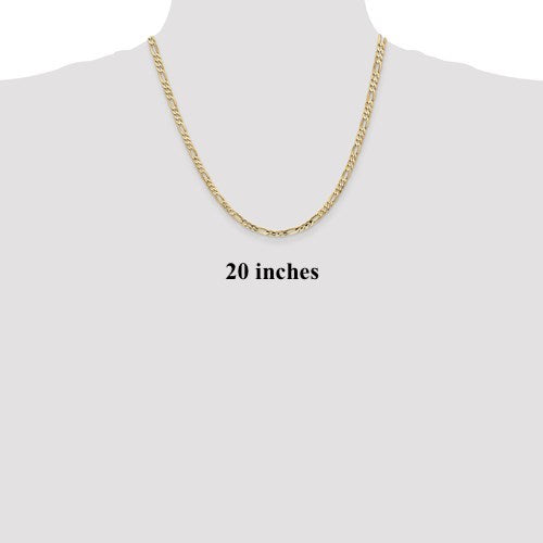 14k yellow gold 4mm concave open figaro bracelet anklet choker necklace chain
