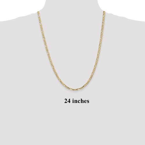 14k yellow gold 4mm concave open figaro bracelet anklet choker necklace chain