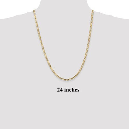 14k yellow gold 4mm concave open figaro bracelet anklet choker necklace chain