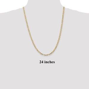 14K Yellow Gold 4mm Concave Open Figaro Bracelet Anklet Choker Necklace Chain