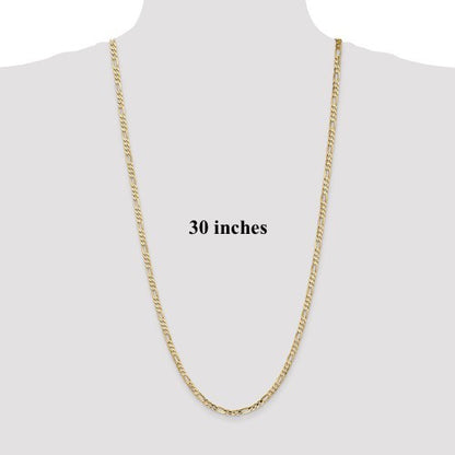 14k yellow gold 4mm concave open figaro bracelet anklet choker necklace chain