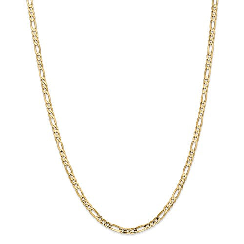 14k yellow gold 4mm concave open figaro bracelet anklet choker necklace chain