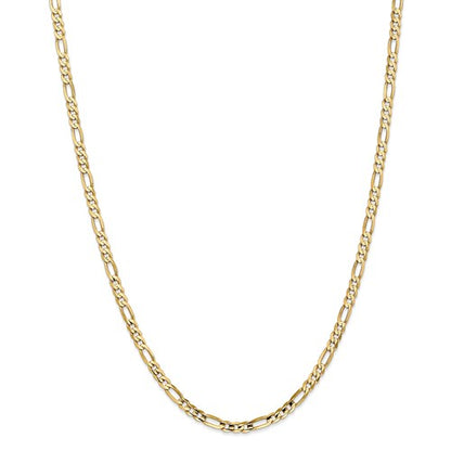 14k yellow gold 4mm concave open figaro bracelet anklet choker necklace chain