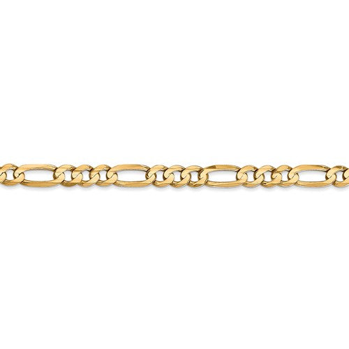 14k yellow gold 4.5mm concave open figaro bracelet anklet choker necklace chain