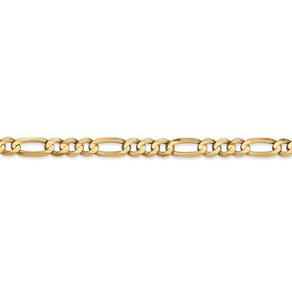 14k yellow gold 4.5mm concave open figaro bracelet anklet choker necklace chain