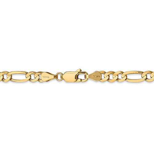 14k yellow gold 4.5mm concave open figaro bracelet anklet choker necklace chain