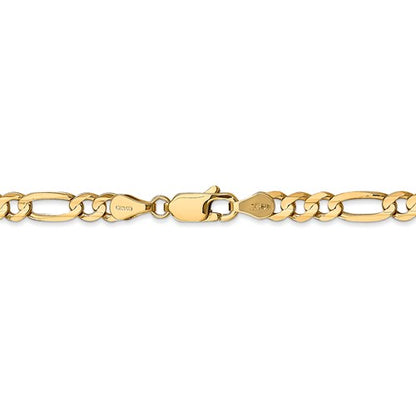14k yellow gold 4.5mm concave open figaro bracelet anklet choker necklace chain