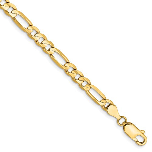 14k yellow gold 4.5mm concave open figaro bracelet anklet choker necklace chain