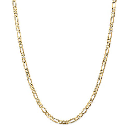 14k yellow gold 4.5mm concave open figaro bracelet anklet choker necklace chain