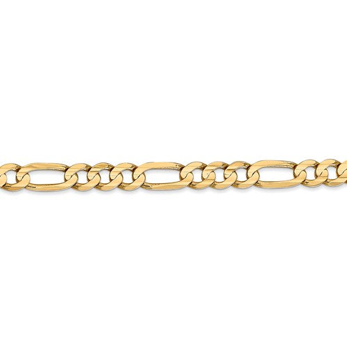 14k yellow gold 5.5mm concave open figaro bracelet anklet choker necklace chain