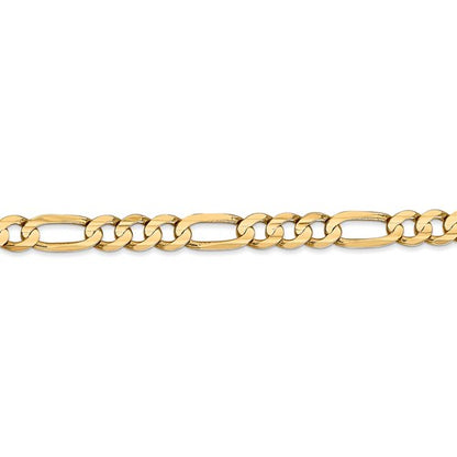 14k yellow gold 5.5mm concave open figaro bracelet anklet choker necklace chain