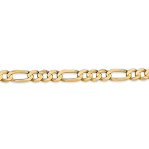 14K Yellow Gold 5.5mm Concave Open Figaro Bracelet Anklet Choker Necklace Chain