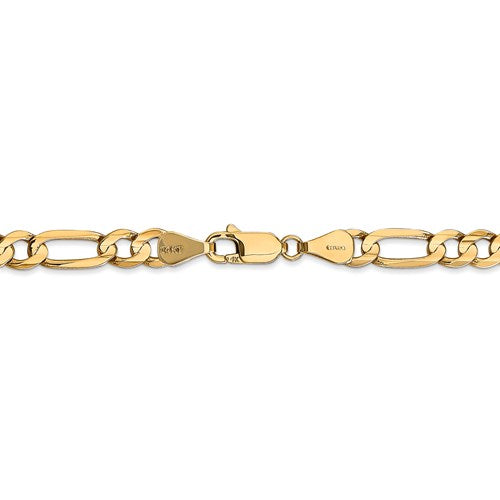 14k yellow gold 5.5mm concave open figaro bracelet anklet choker necklace chain