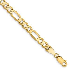 14K Yellow Gold 5.5mm Concave Open Figaro Bracelet Anklet Choker Necklace Chain