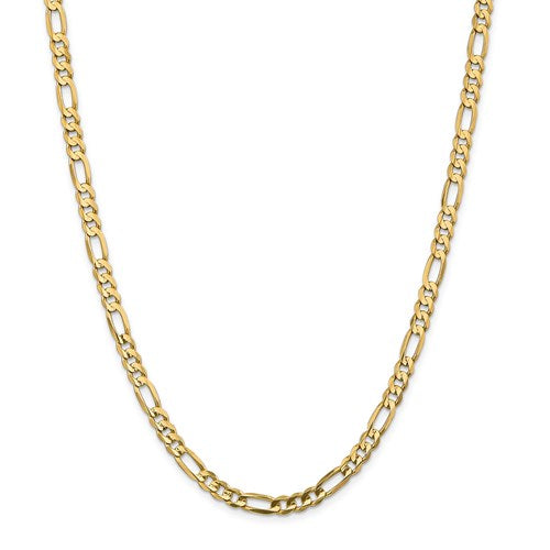 14k yellow gold 5.5mm concave open figaro bracelet anklet choker necklace chain