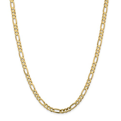 14k yellow gold 5.5mm concave open figaro bracelet anklet choker necklace chain