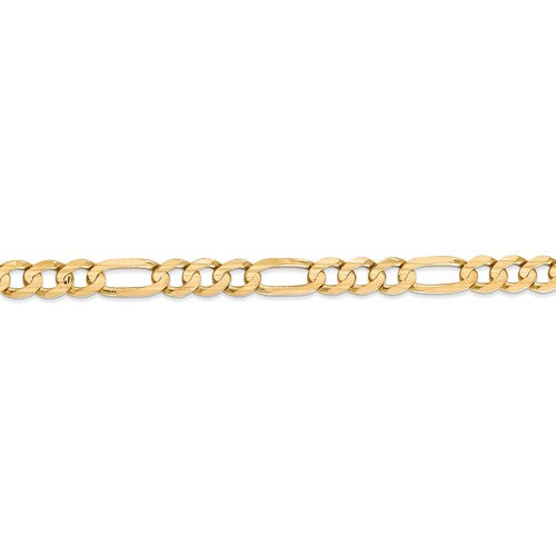 14k yellow gold 6mm concave open figaro bracelet anklet choker necklace chain