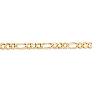 14K Yellow Gold 6mm Concave Open Figaro Bracelet Anklet Choker Necklace Chain