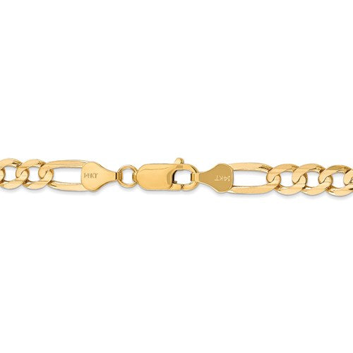 14k yellow gold 6mm concave open figaro bracelet anklet choker necklace chain