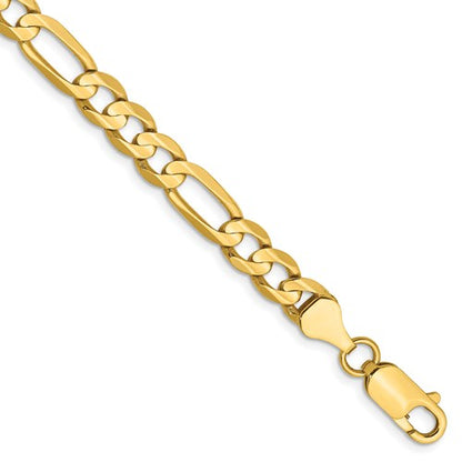 14k yellow gold 6mm concave open figaro bracelet anklet choker necklace chain