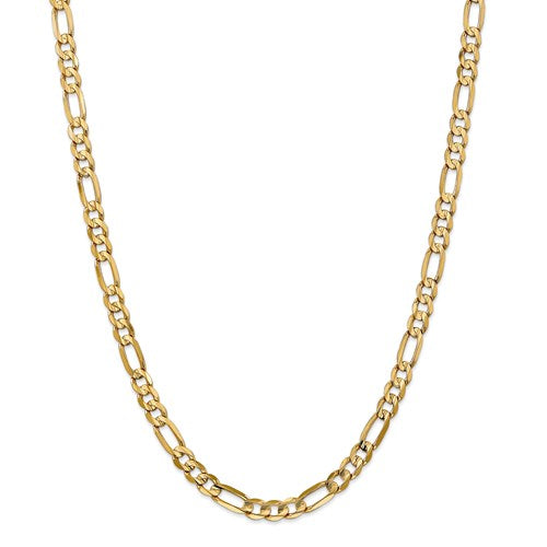 14k yellow gold 6mm concave open figaro bracelet anklet choker necklace chain