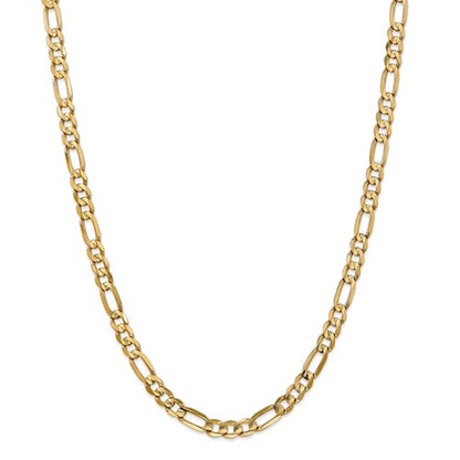 14k yellow gold 6mm concave open figaro bracelet anklet choker necklace chain