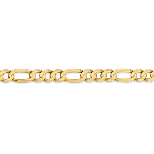14k yellow gold 6.75mm concave open figaro bracelet anklet choker necklace chain