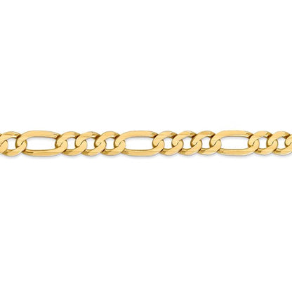 14k yellow gold 6.75mm concave open figaro bracelet anklet choker necklace chain
