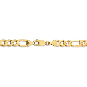 14K Yellow Gold 6.75mm Concave Open Figaro Bracelet Anklet Choker Necklace Chain