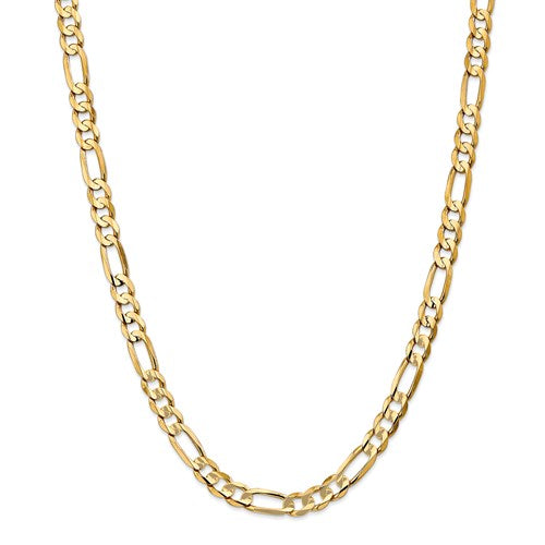 14k yellow gold 6.75mm concave open figaro bracelet anklet choker necklace chain