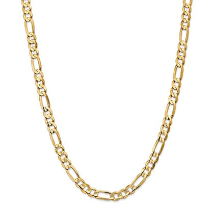 14k yellow gold 6.75mm concave open figaro bracelet anklet choker necklace chain