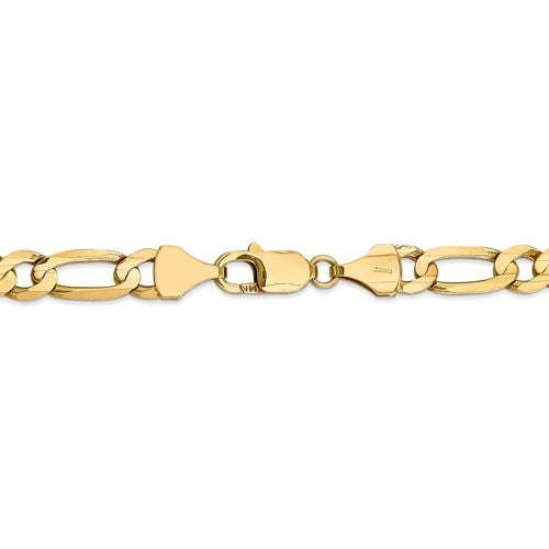 14k yellow gold 7.5mm concave open figaro bracelet anklet choker necklace chain