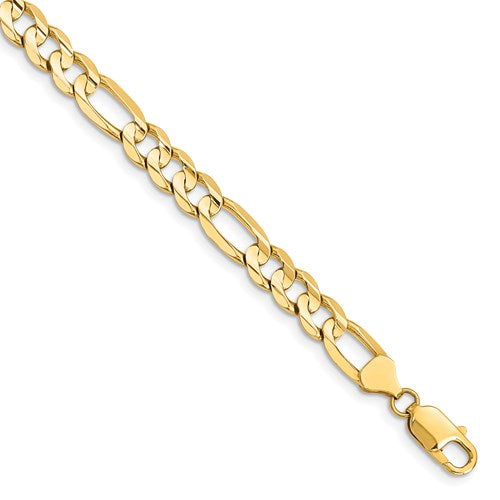 14k yellow gold 7.5mm concave open figaro bracelet anklet choker necklace chain