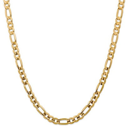 14k yellow gold 7.5mm concave open figaro bracelet anklet choker necklace chain